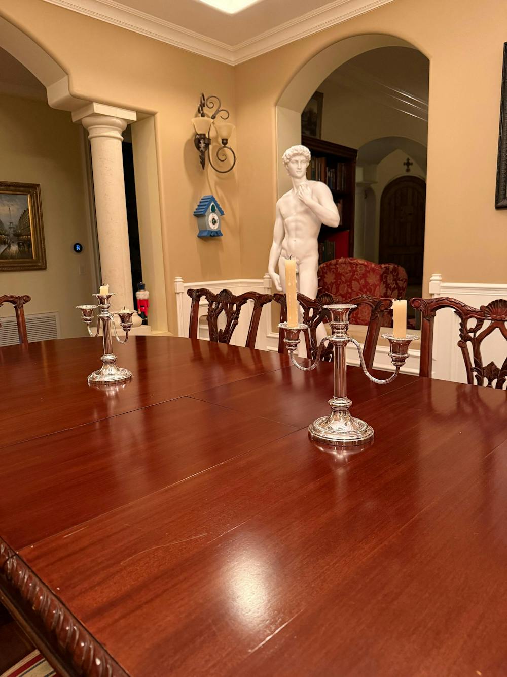 FINEST Michelangelo’s David Statue Replica White Marble Sculpture with Pedestal FM-039 (Including Pedestal)