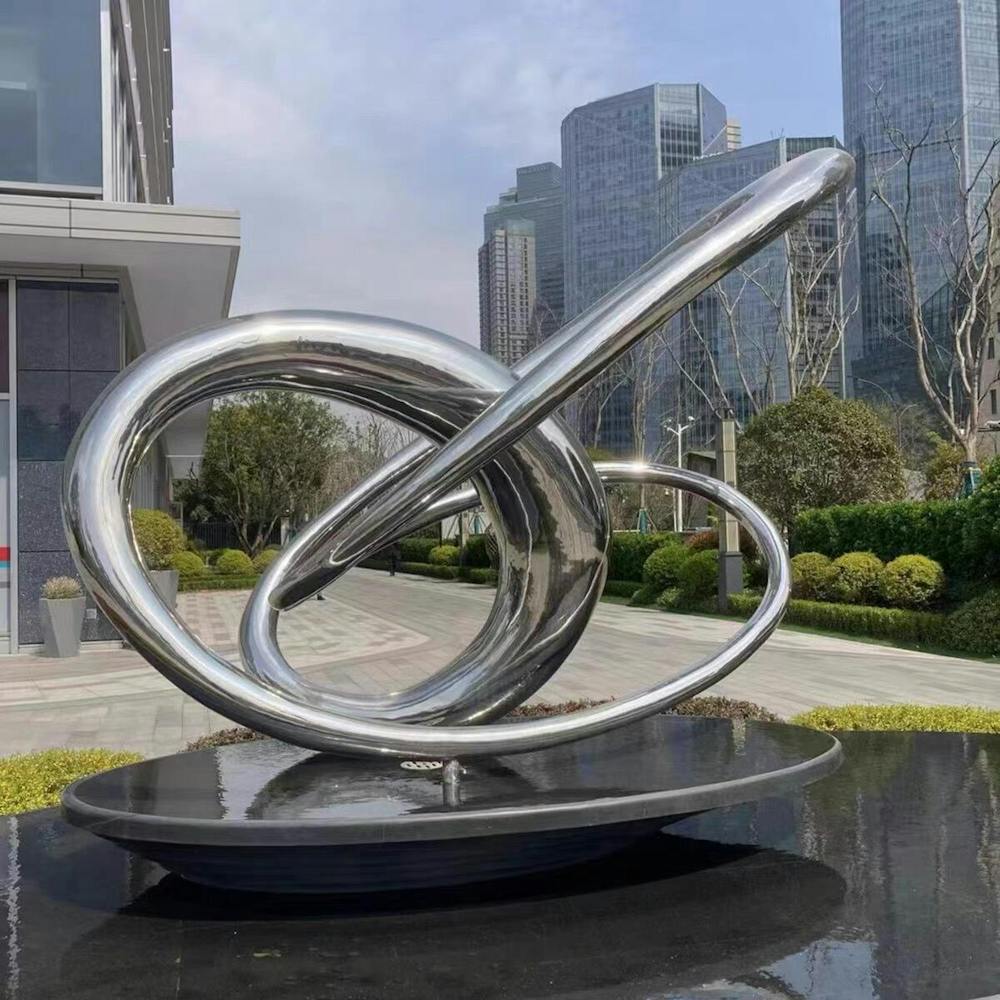 FINEST Custom Polished Stainless Steel Fluid Form Sculpture Contemporary Art for Luxury Gardens and Modern Spaces FS-196
