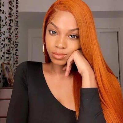Firieya Ginger Orange Color Pre Plucked 13x4 Lace Front Wigs Straight Human Hair Wigs With Natural Hairline Wigs