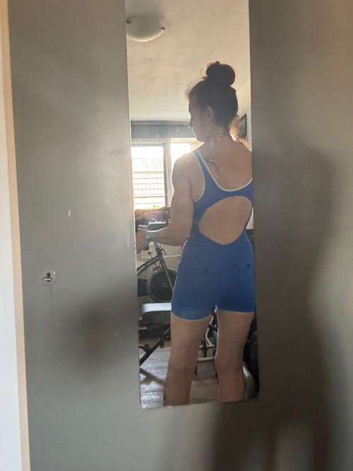 Hollow Pocket Bodysuit Short - Blue