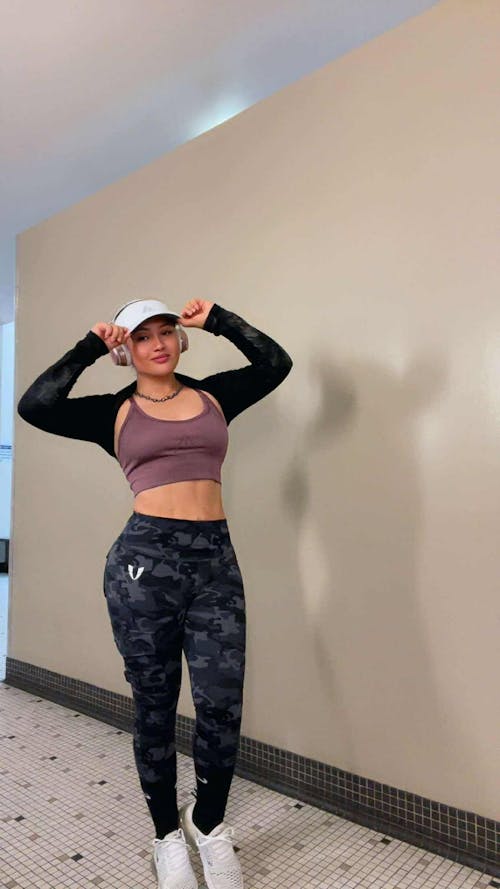 Cargo Fitness Leggings - Gray Camo