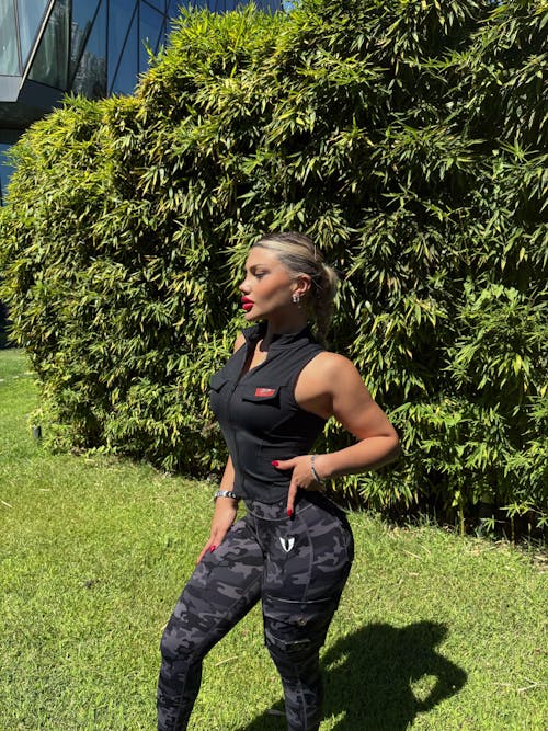 Cargo Fitness Leggings - Gray Camo