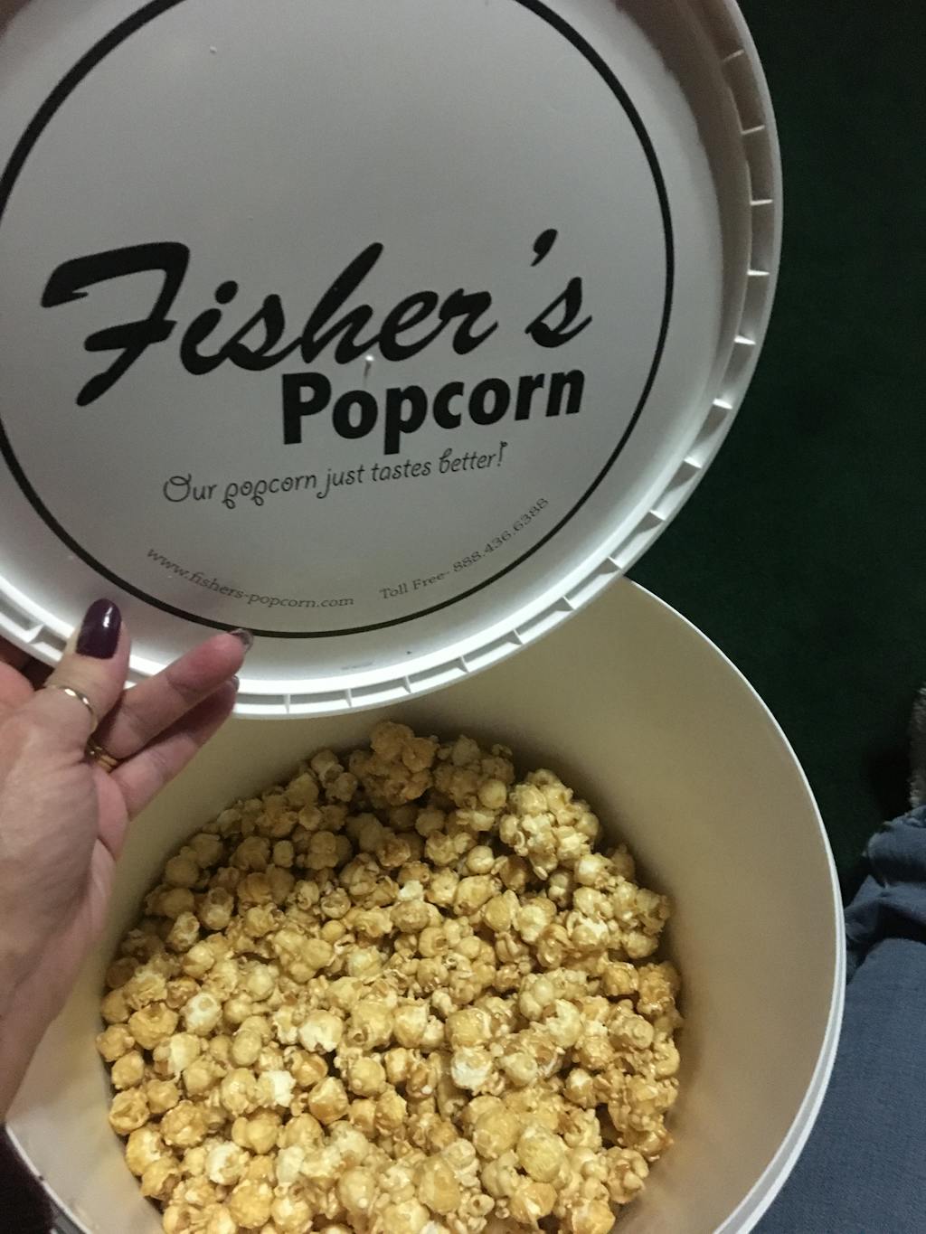 Fisher's Popcorn World Famous Caramel Popcorn Since 1937
