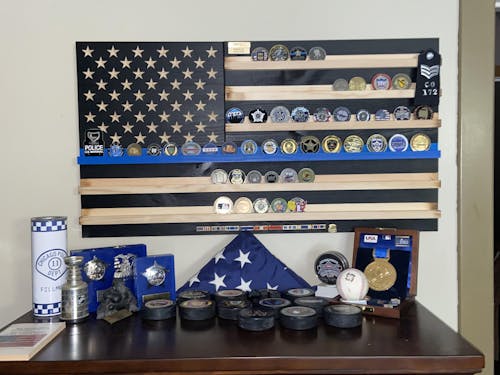 Thin Blue Line Challenge Coin Holder Flag