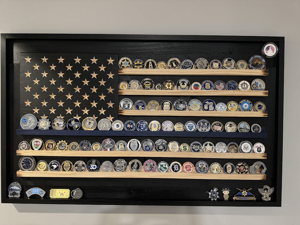 Thin Blue Line Challenge Coin Holder Flag