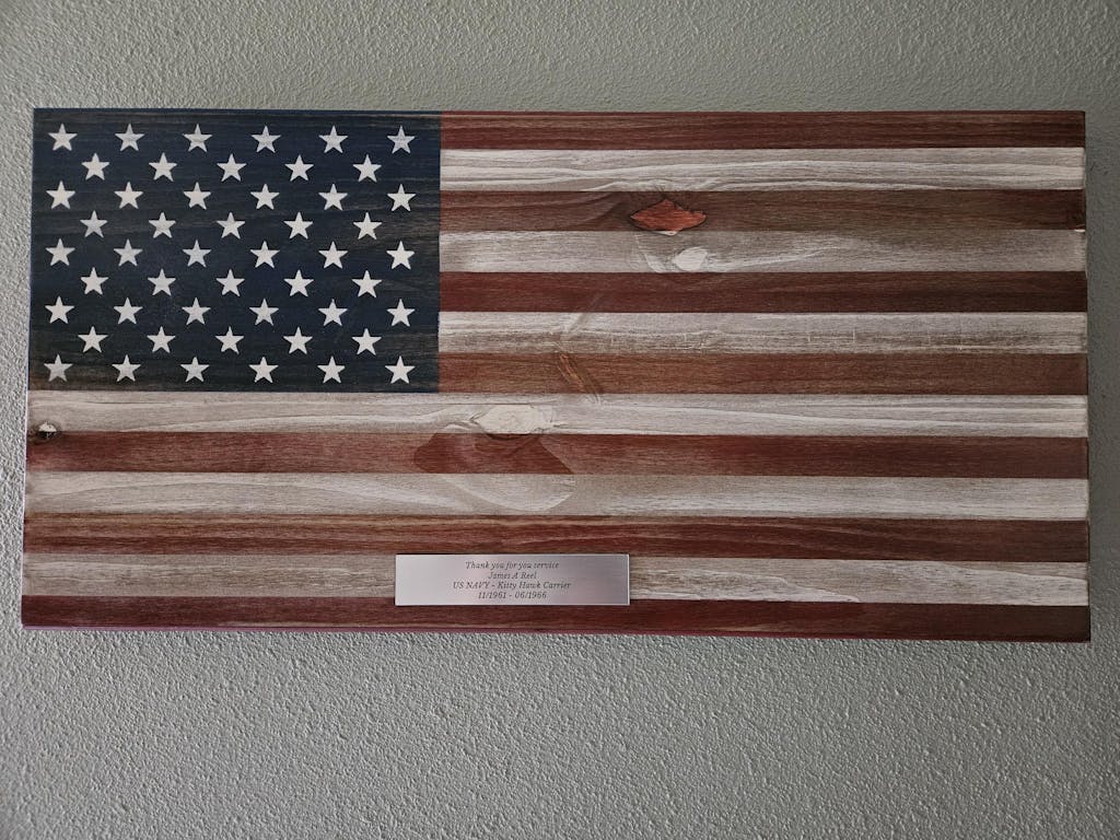 Small Wooden American Flags, Veteran Made - Phantom Fury