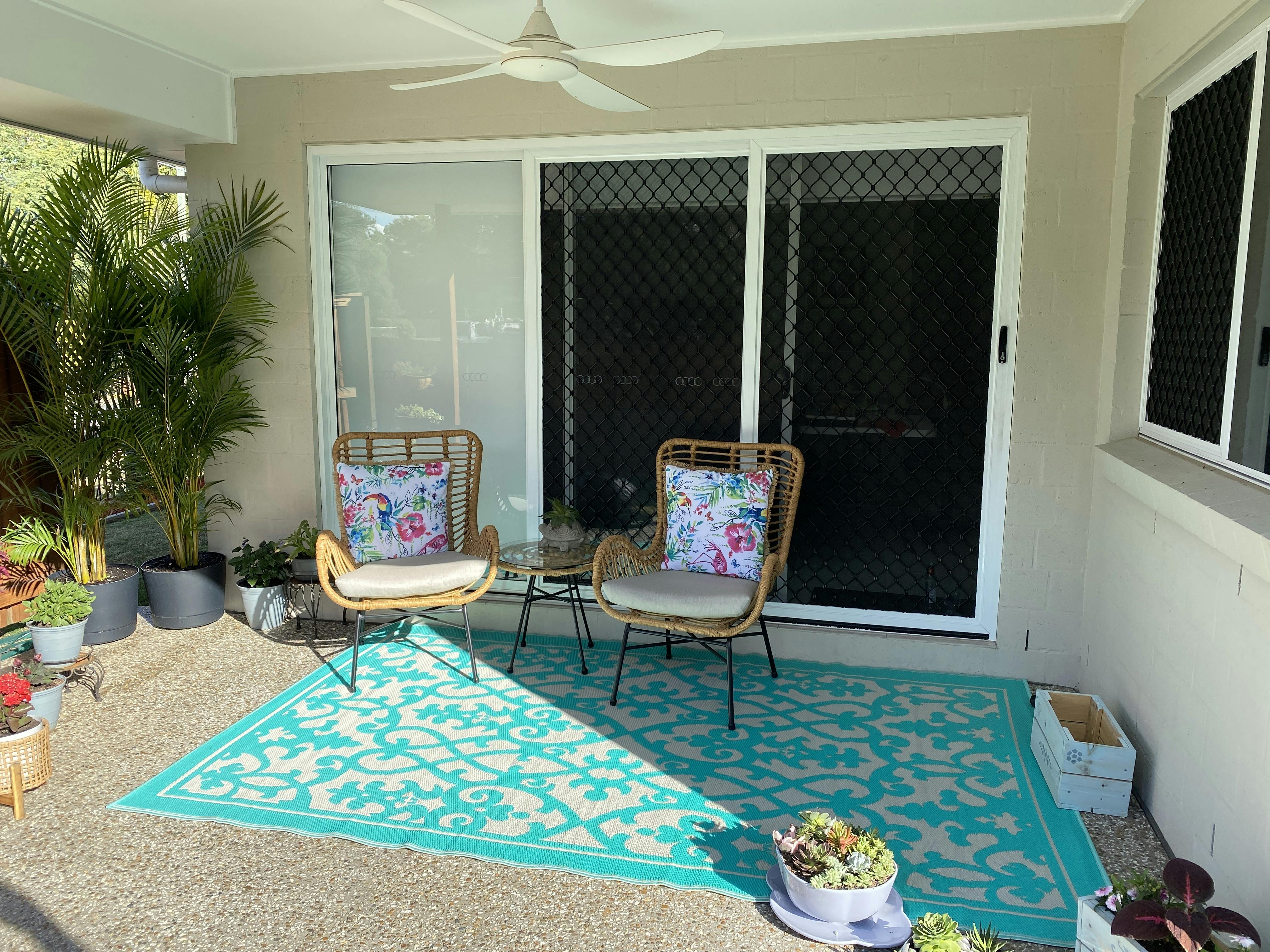 Outdoor Rug Recycled Plastic Venice Turquoise and Cream Floorsome