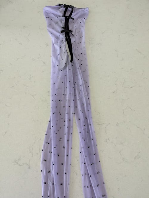 Sexy 5D Aurora Polka Dot Bow Decoration Hollow-out See-through Skin-friendly Open Crotch Pantyhose