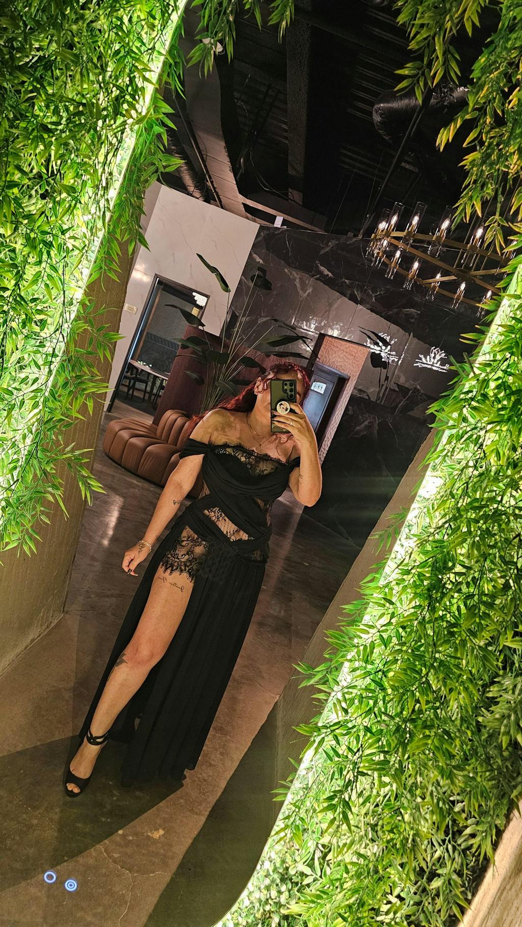 Off-Shoulder Lace Corset Chiffon Thigh Slit Maxi Dress