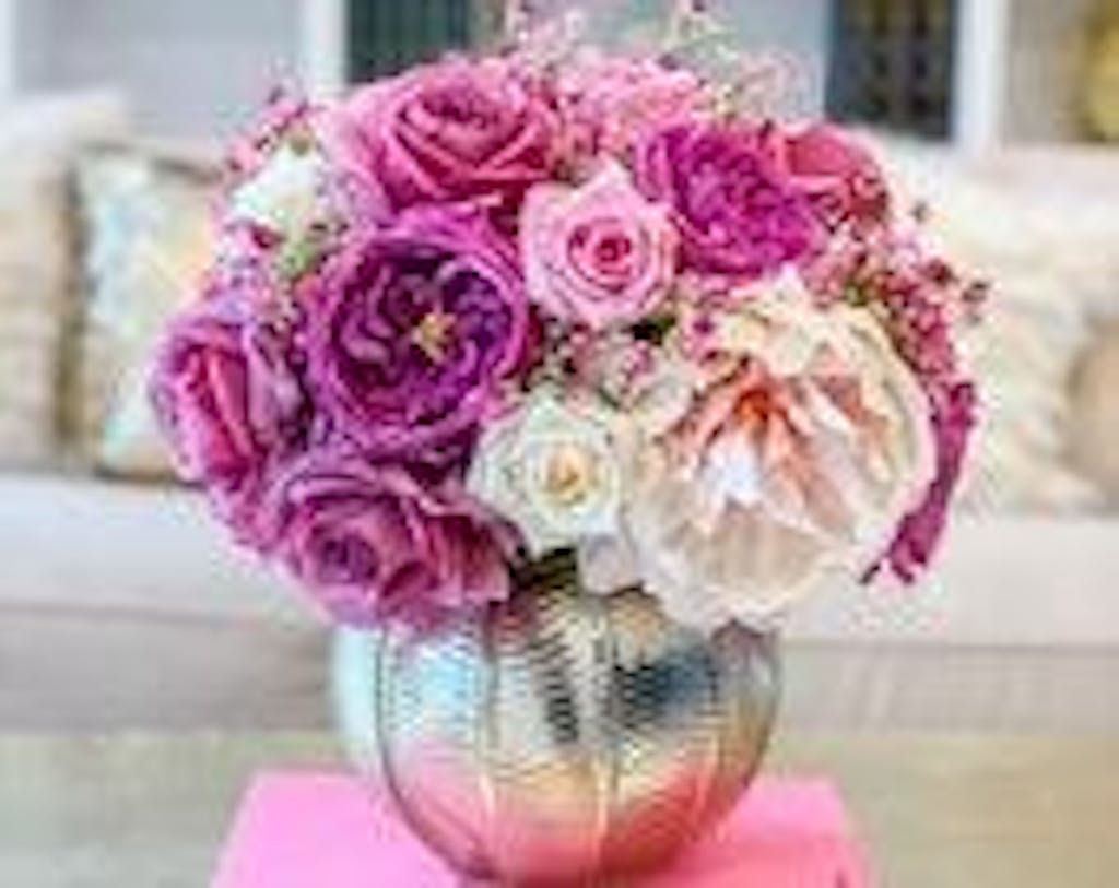 Large Luxury Purple Faux English Rose Peony Centerpiece Flovery