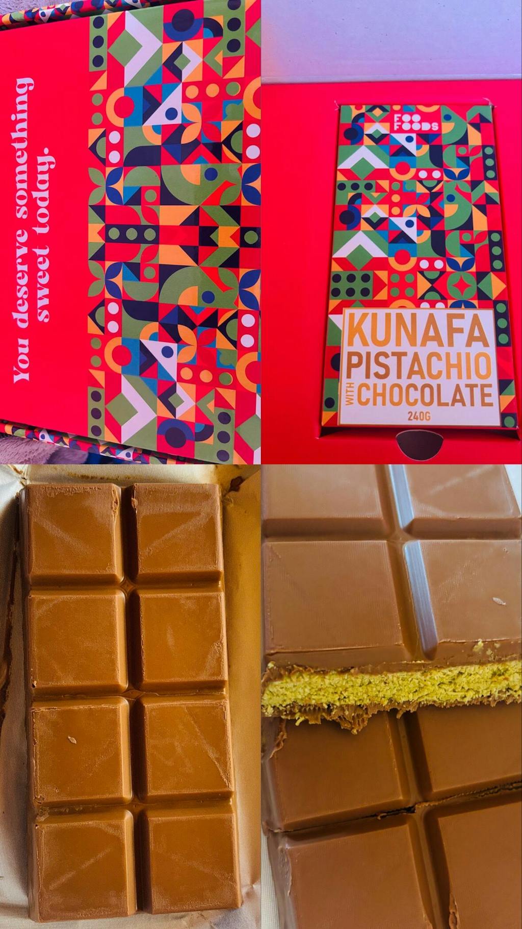 Dubai Viral Kunafa Chocolate- 2x 240g Kunafa Pistachio Chocolate - Treat Box | Premium Giftable Pack