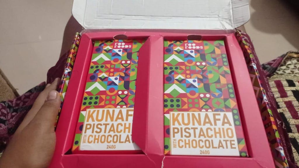 Dubai Viral Kunafa Chocolate- 2x 240g Kunafa Pistachio Chocolate - Treat Box | Premium Giftable Pack