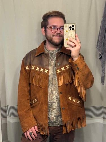Mens MJC021 Cowboy Brown Suede Fringe Vest - Jackets Creator