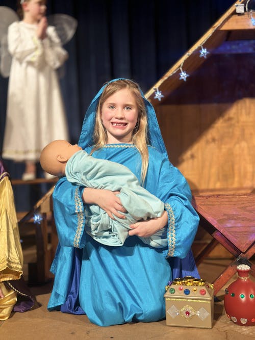 Miraculous Medal Pendant in Sterling Silver with French Blue Enamel (3 Sizes)