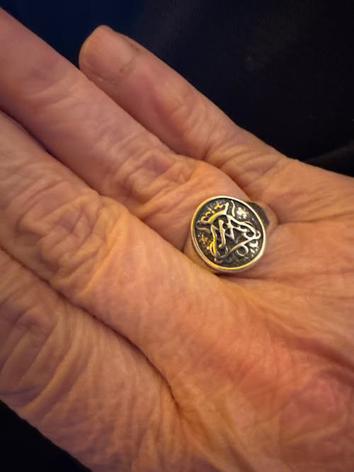 Auspice Maria Signet Ring in Sterling Silver