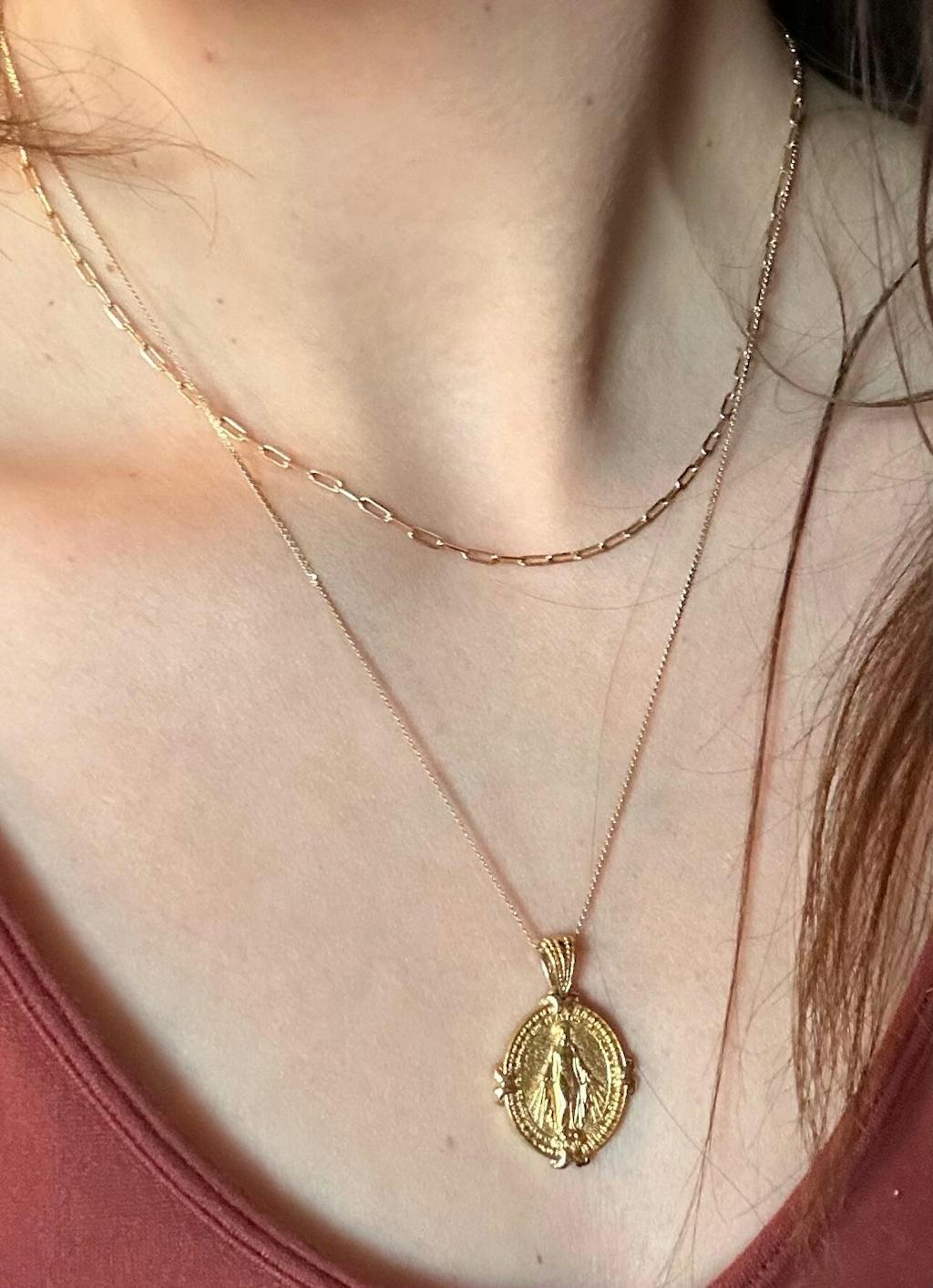 Oval Miraculous Medal in 14K Gold Vermeil