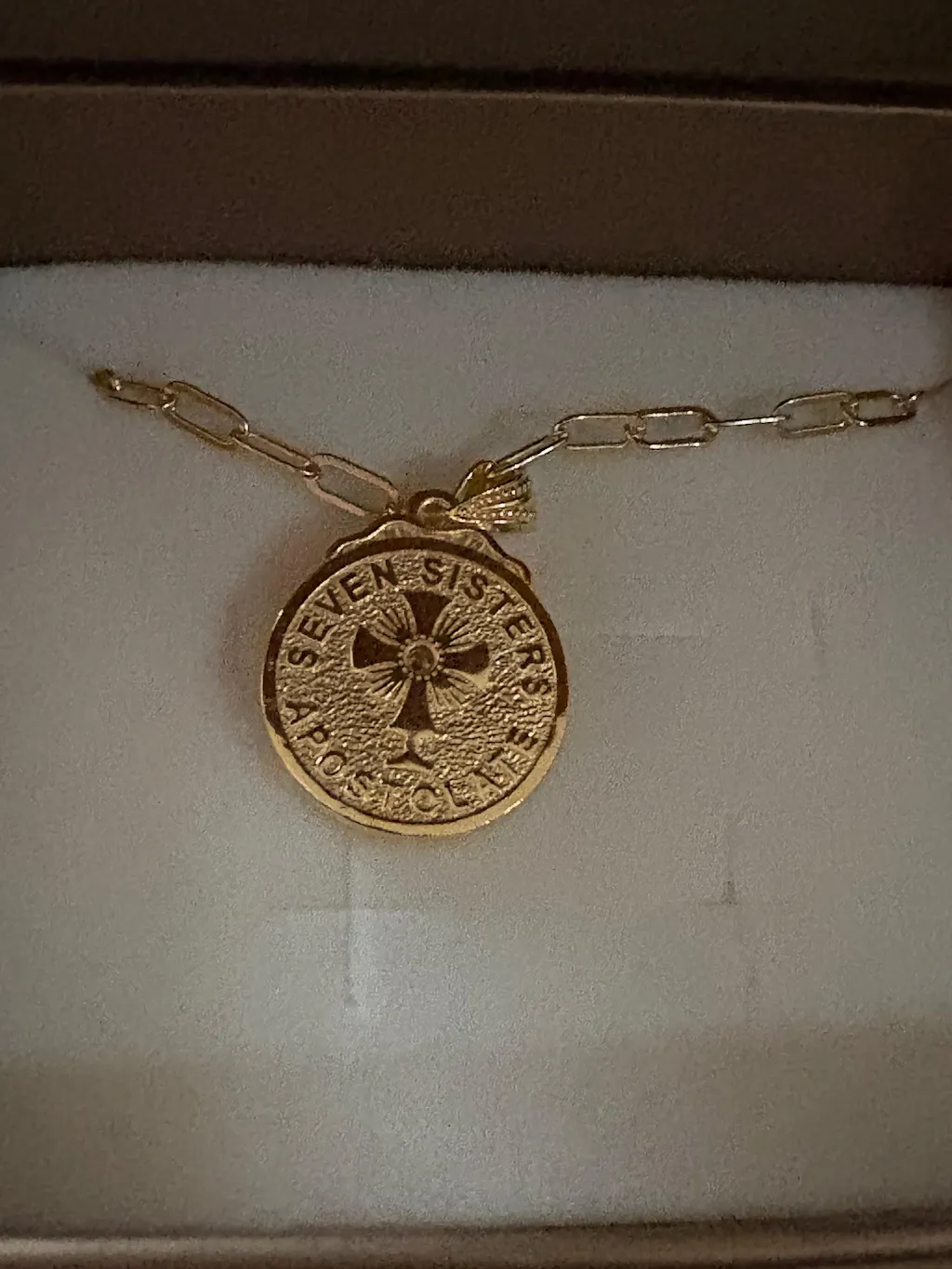 Seven Sisters Pendant, 14K Gold Vermeil with Genuine Diamond Center, 15.25mm or .6"