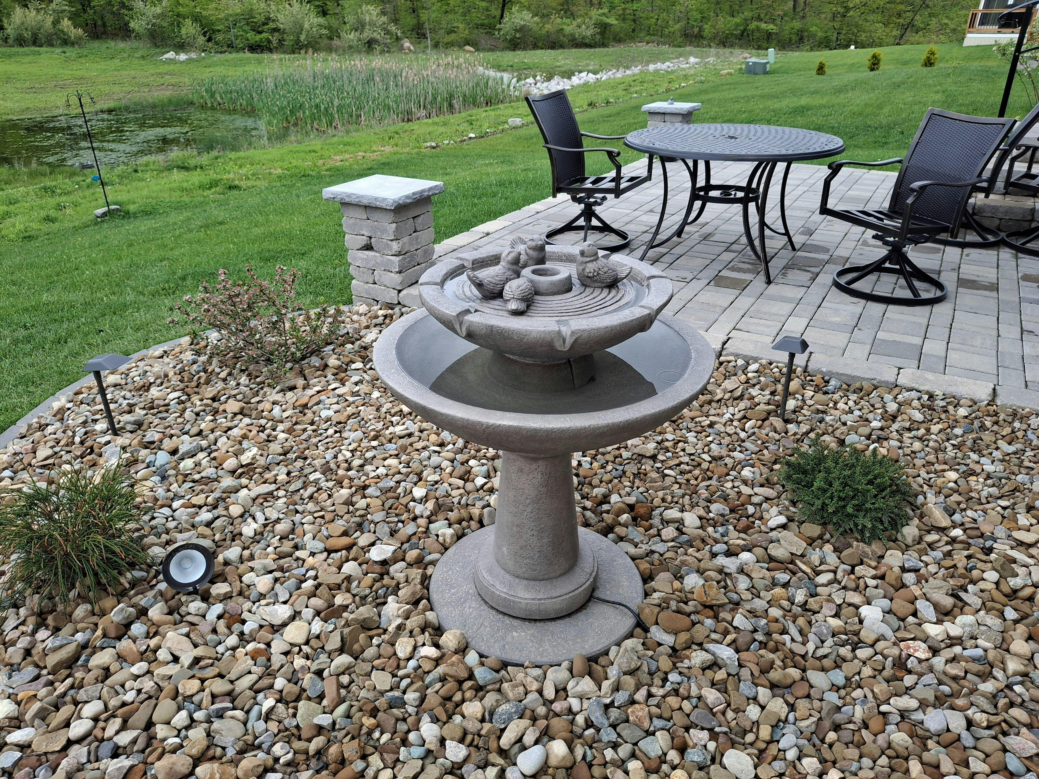 Tranquility Birds 2-Tier Concrete Fountain - Massarellis
