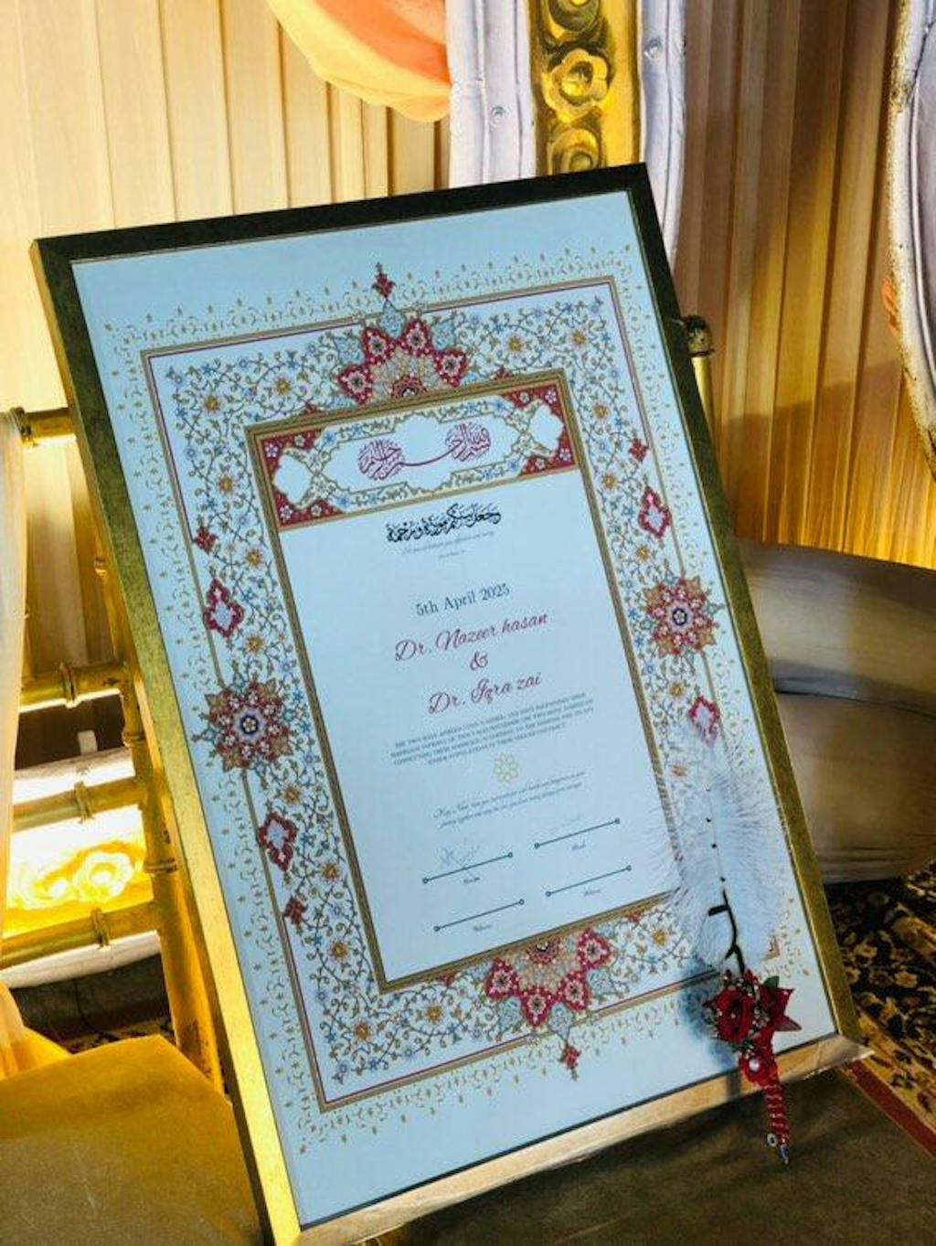 Customised Premium Nikah Nama | Personalised Luxury Nikah Certificate | Islamic Marriage Certificate (Red)
