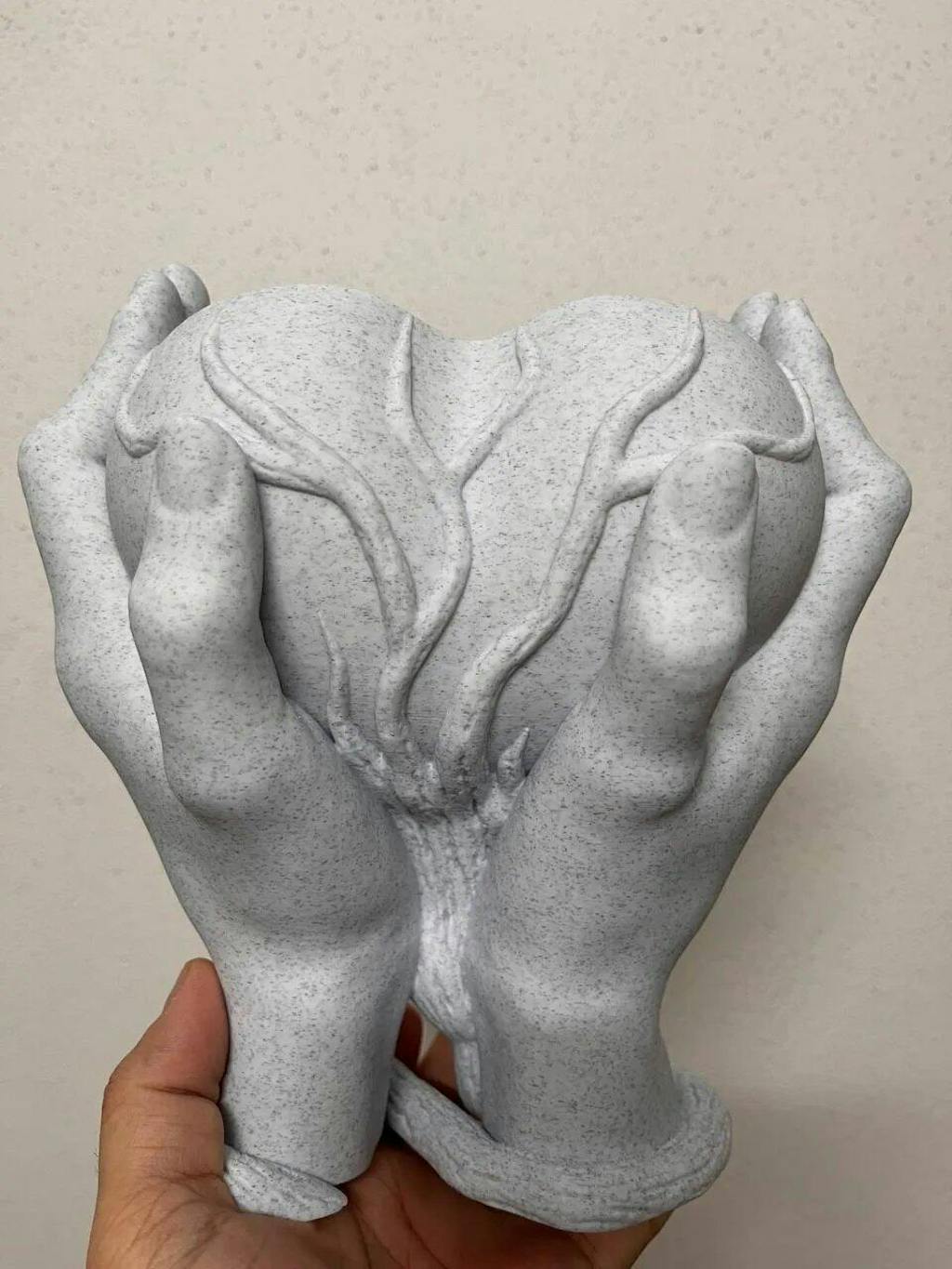 Elegant Hands Holding Planter – Artistic Marble-Style Decorative Vase for Plants, Home & Office Decor | Framora