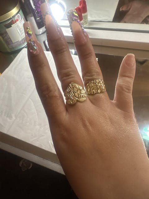 10k Solid Gold Yellow Classic Nugget Heart Ring (LG)