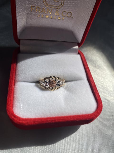 10k Solid Gold Yellow & Rose Gold Flower Ring (FC 49)