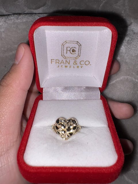 10k Solid Gold Yellow Classic Nugget Heart Ring (MED)