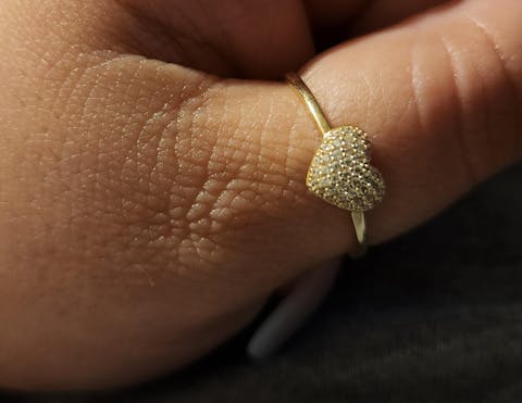 10k Solid Gold Yellow Gold Heart CZ Ring (FC 64)