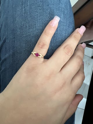 10k Solid Gold Yellow Gold Pink CZ Ring (FC 111)