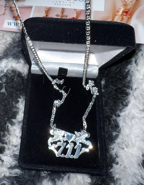 .925 Silver Cursive Butterflies & Heart Custom Nameplate Pendant Necklace with Chain Options