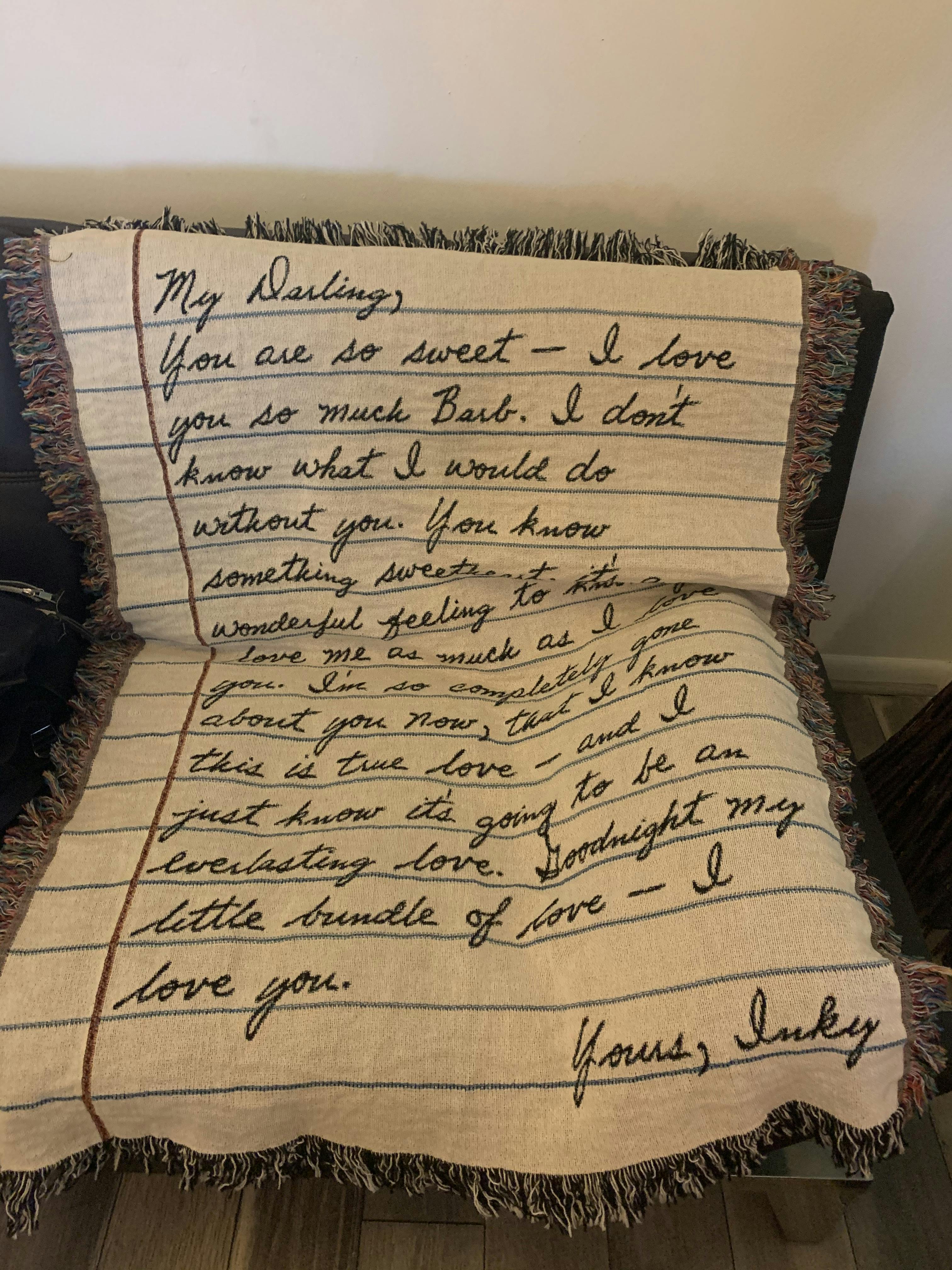 Love Letter Blanket Handwriting Frankie Print Co