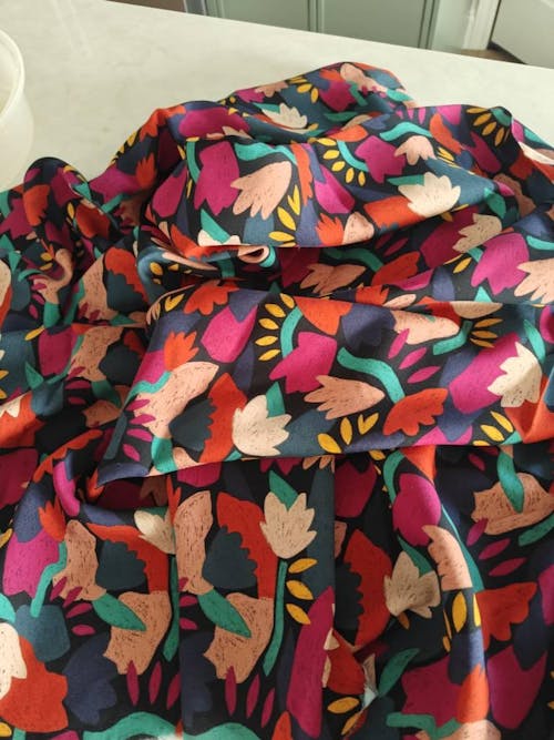 Floral Rayon Challis Fabric From France in Mirage