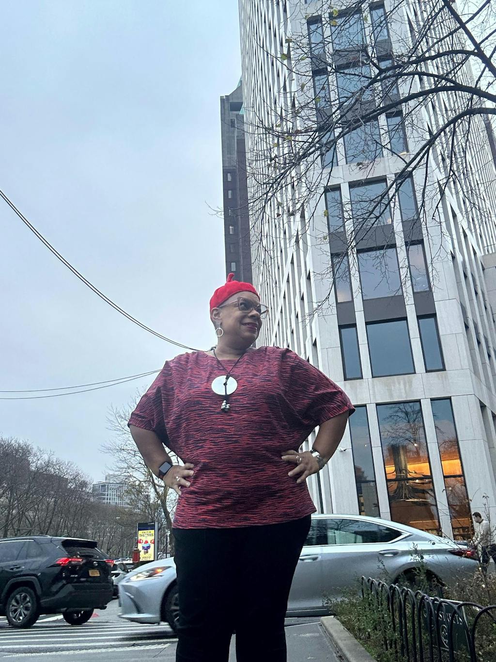 Bark Sweater Knit in Blue & Red