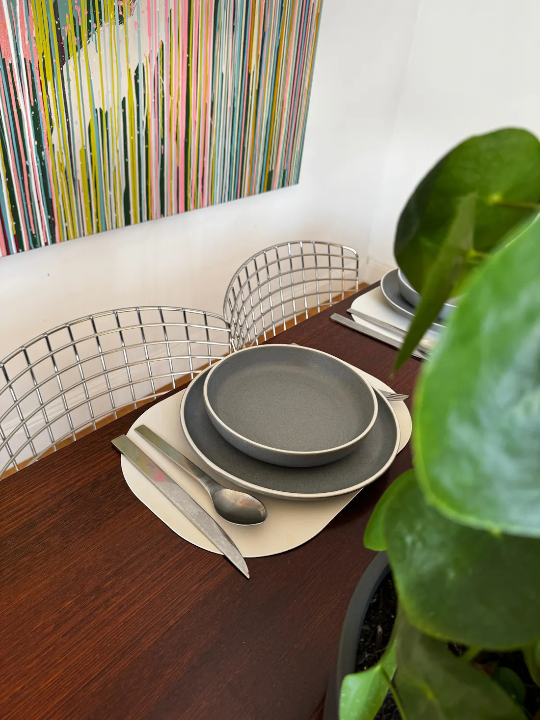 A fully styled table setting using FRANKY'S Lorient placemats