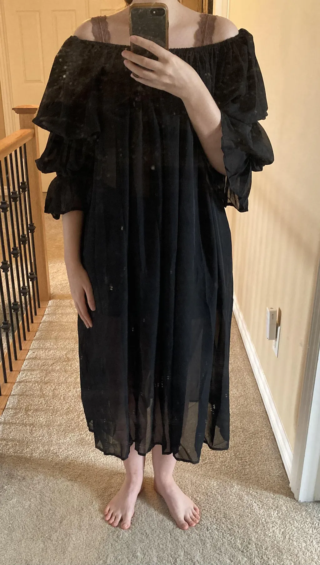 CLEARANCE - Celavie 2095L Long Black One Shoulder Gown Chiffon Empire (Size M)