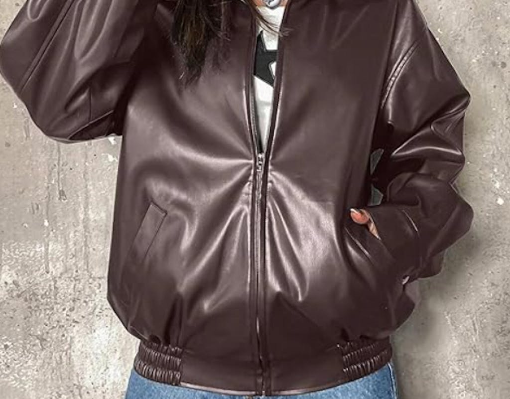 Brown Vegan Leather Oversized Jacket