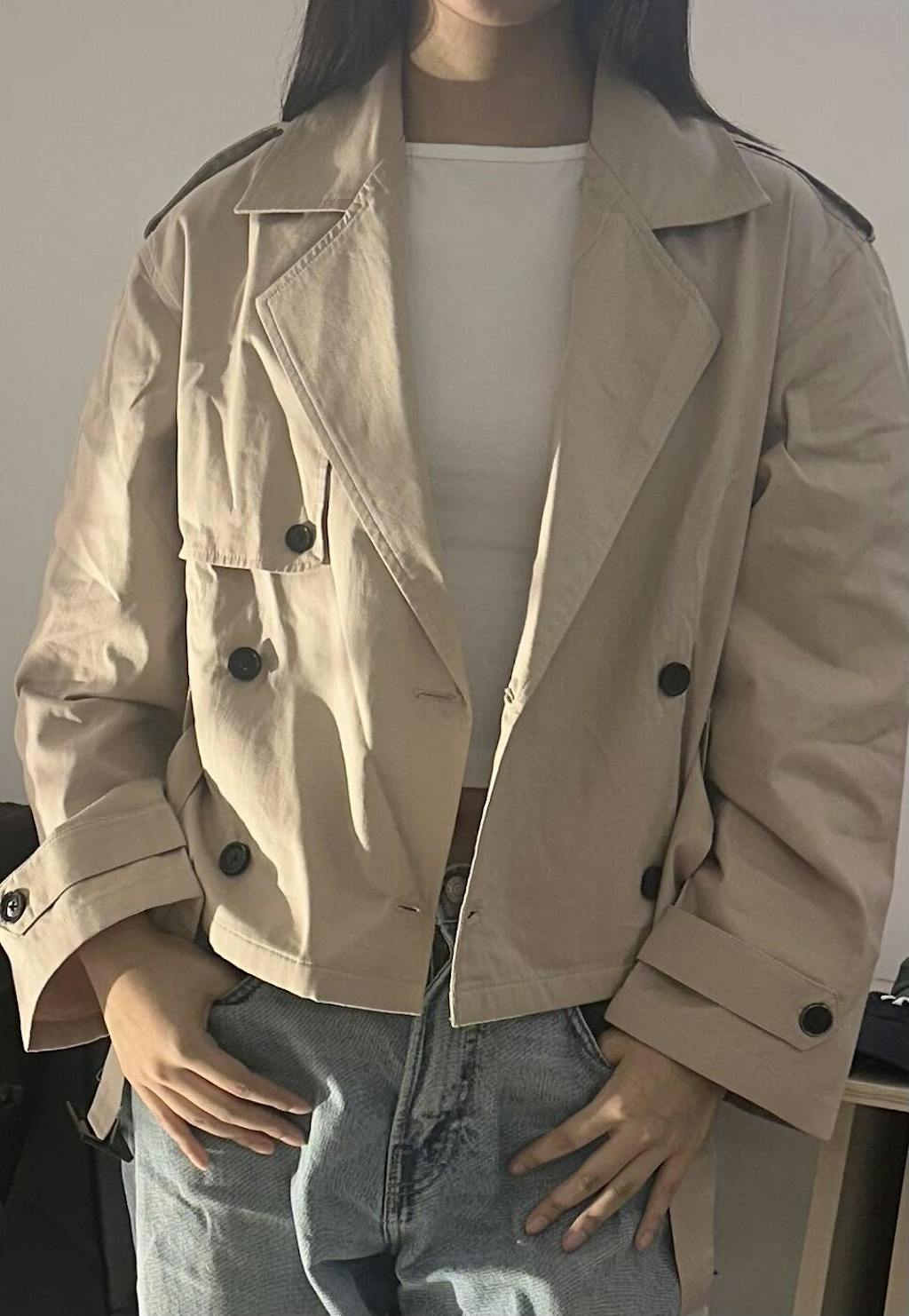 Beige Premium Lightweight Jacket with Belt