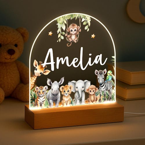 Personalised LED Safari Animal Night Light