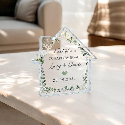Personalised Floral House Block First Home Gift