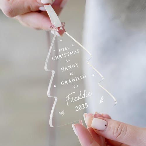 Personalised Babys 1st Christmas as Nanny & Grandad Bauble