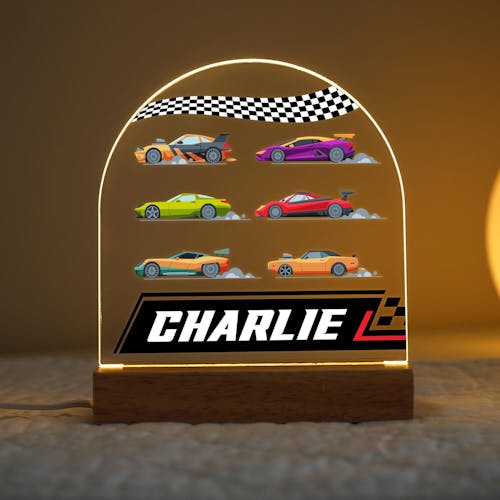 Personalised LED Racing Kids Night Light