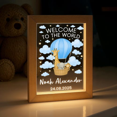 Personalised LED New Baby Welcome to the World Night Light Lamp