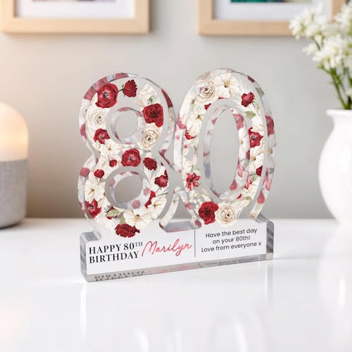Personalised Freestanding 80th Birthday Gift Plaque