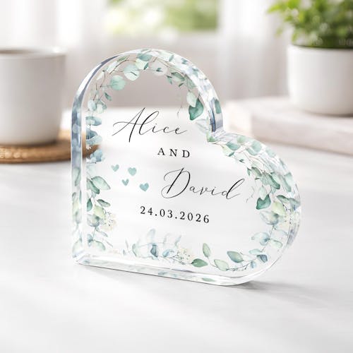 Personalised Wedding Anniversary Mr & Mrs Heart Plaque Keepsake Gift