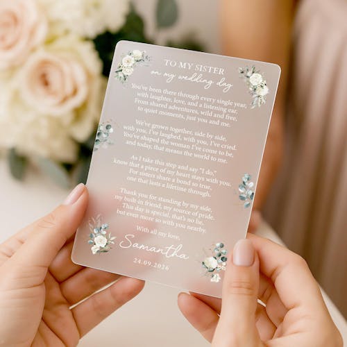 Personalised Sister of the Bride Thank You Wedding Day Postcard Keepsake Gift