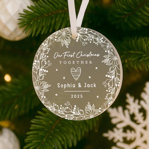 Personalised Frosted Acrylic First Christmas Together Keepsake Decoration