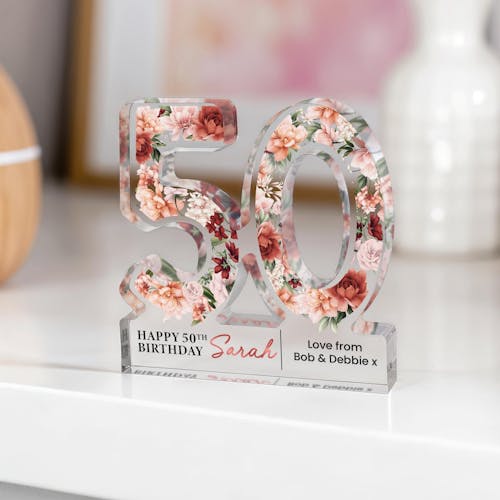 Personalised Freestanding 50th Birthday Gift Plaque