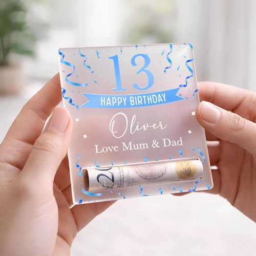 Personalised 13th Birthday Money Cash Holder Gift for Him Son Nephew