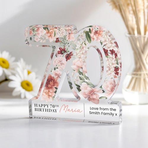 Personalised Freestanding 70th Birthday Gift Plaque