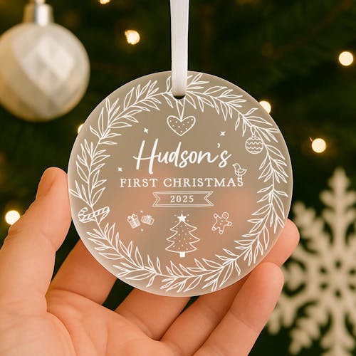 Personalised Baby's First Christmas Frosted Acrylic Ornament